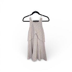 Free People Striped Halter Mini Dress Rope Straps Linen Blend Sz Small